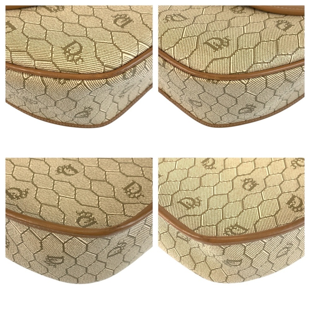 Christian Dior Vintage Honeycomb Pattern Beige Brown Leather Shoulder Bag/Pou... - Picture 4 of 8